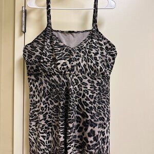 S111 - Croft & Barrow Animal Print Black Beige Swim Tankani 24W 3x